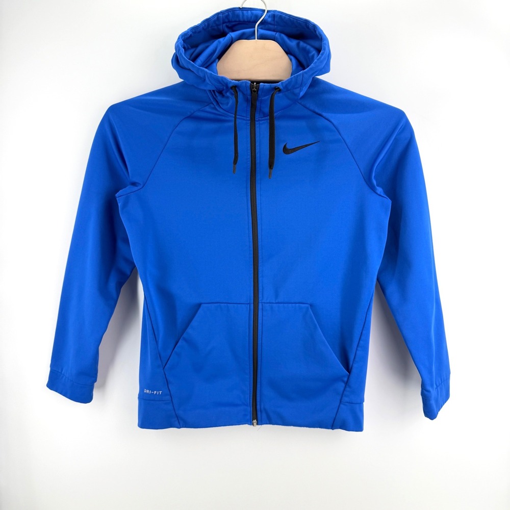 Nike Dri-FIT Full Zip Hoodie Size M Polyester Blue Athletic Gym Sportswear Men
